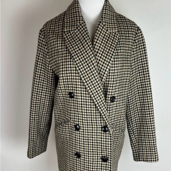 MANGO Houndstooth Wool Blend Coat Oversized Size XS - Picture 4 of 6